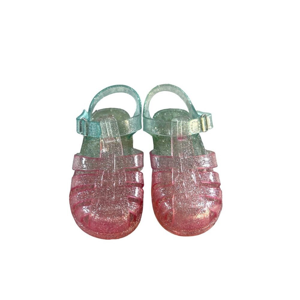 Oshkosh Toddler Girls Jelly Shoes/Sandals Pink/Green/Silver Size 7